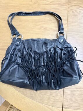 Gorgeous Chi Brand Women’s Black Fringe Leather Shoulder Bag